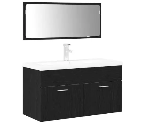 Vannasistabas Mēbeļu Komplekts Ar Durvīm 3 Pcs Melns Ozolkoks Vidaxl Vannasistabas Mēbeļu Komplekts Ar Durvīm 3 Pcs Melns Ozolkoks Vidaxl