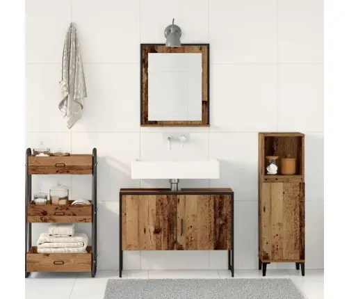 Vonios Baldų Rinkinys Su Saugykla 2 Pcs Ruda 80 X 33 X 60 Cm