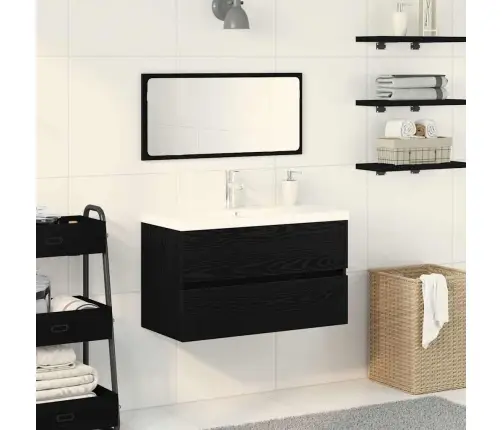 Vannas Istabas Mēbeļu Komplekts Ar Spoguli 3 Pcs Melns Ozols Vidaxl