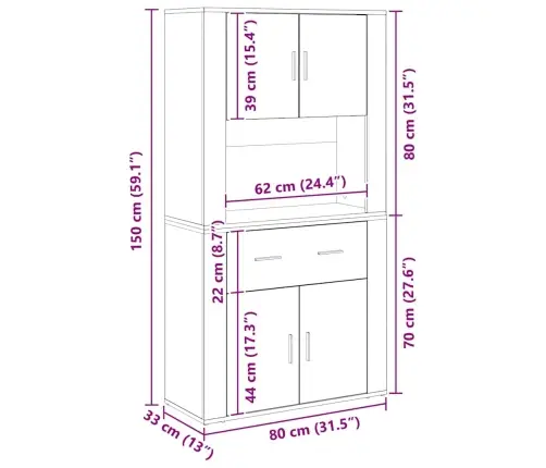 Augstais Skapītis Nozares Koks 80X33X150 Cm Inženieru Koks Vidaxl