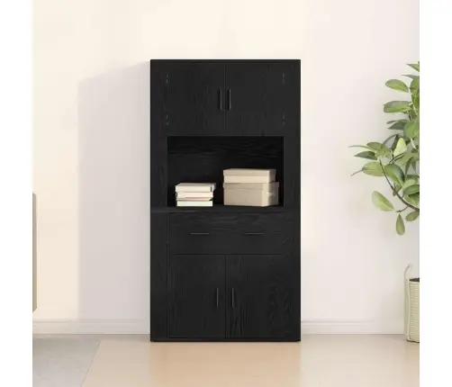 Highboardas Juoda Ąžuolo 80 X 33 X 150 Cm Apdirbta Mediena Highboardas Juoda Ąžuolo 80 X 33 X 150 Cm Apdirbta Mediena
