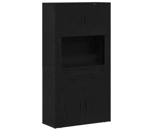 Highboardas Juoda Ąžuolo 80 X 33 X 150 Cm Apdirbta Mediena Highboardas Juoda Ąžuolo 80 X 33 X 150 Cm Apdirbta Mediena