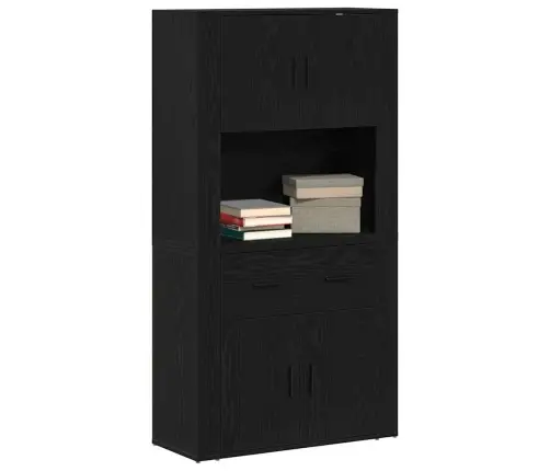 Highboardas Juoda Ąžuolo 80 X 33 X 150 Cm Apdirbta Mediena Highboardas Juoda Ąžuolo 80 X 33 X 150 Cm Apdirbta Mediena