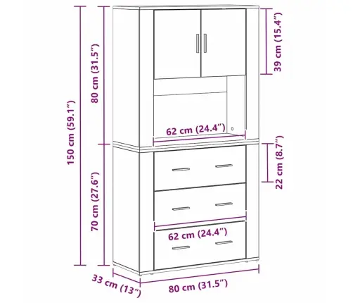 Augstskapis Vecs Koks 80X33X150 Cm Pārstrādāts Koks Vidaxl