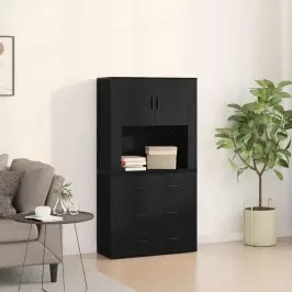 Augstais Galds Melns Ozols 80 X 33 X 150 Cm Inženierijas Koks Vidaxl