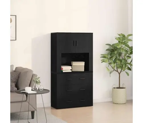 Augstais Skapītis Melnā Ozolā 80X33X150 Cm Inženierijas Koks Vidaxl