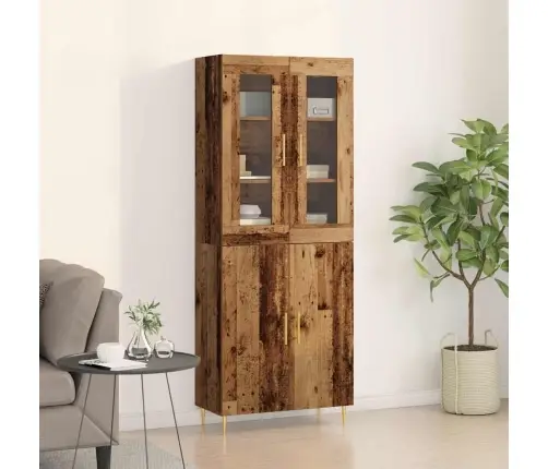 Augstais Skapītis Vecs Koks 69.5X34X180 Cm Inženierkoks Vidaxl
