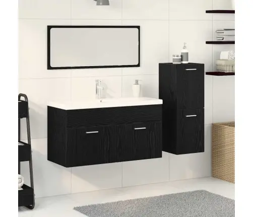 Vannas Istabas Mēbeļu Komplekts Ar Durvīm 4 Pcs Melns Ozolkoks Vidaxl