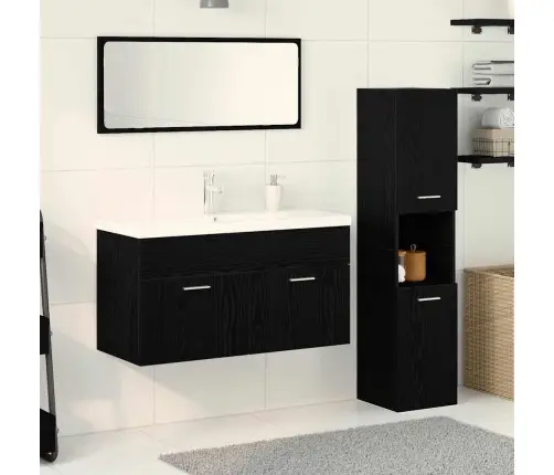 Vannitoa Mööblikomplekt 4 Pcs Must Tamm 90 X 38.5 X 46 Cm