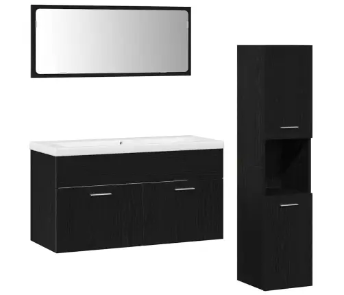 Vannitoa Mööblikomplekt 4 Pcs Must Tamm 90 X 38.5 X 46 Cm