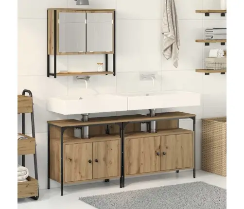 Vonios Baldų Rinkinys Su Saugykla 3 Pcs Ruda 80 X 30 X 60 Cm