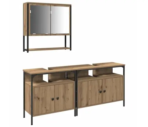 Vonios Baldų Rinkinys Su Saugykla 3 Pcs Ruda 80 X 30 X 60 Cm