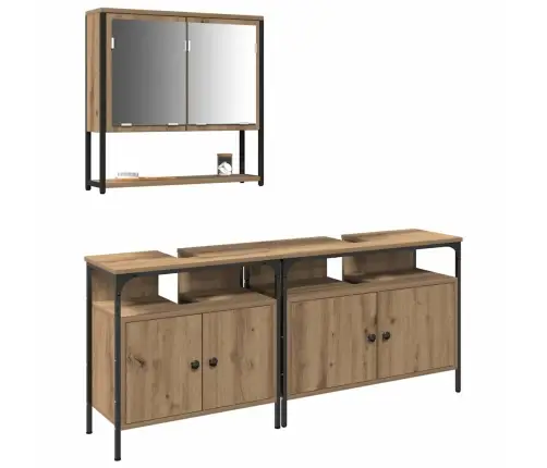 Vonios Baldų Rinkinys Su Saugykla 3 Pcs Ruda 80 X 30 X 60 Cm