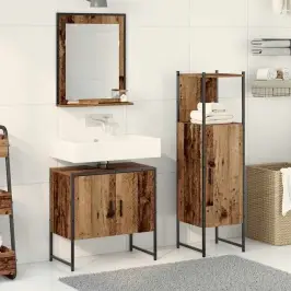 Vannitoa Mööbleset 3 Pcs Pruun 33 X 33 X 102.5 Cm Tehispuit