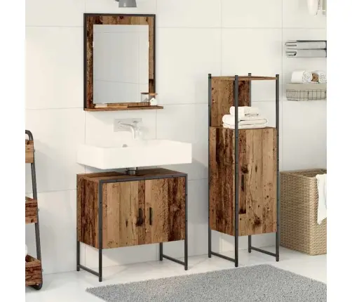 Vannitoa Mööbleset 3 Pcs Pruun 33 X 33 X 102.5 Cm Tehispuit Vannitoa Mööbleset 3 Pcs Pruun 33 X 33 X 102.5 Cm Tehispuit