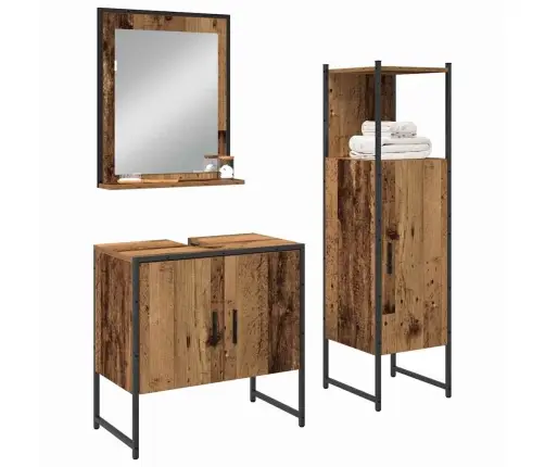 Vannitoa Mööbleset 3 Pcs Pruun 33 X 33 X 102.5 Cm Tehispuit Vannitoa Mööbleset 3 Pcs Pruun 33 X 33 X 102.5 Cm Tehispuit