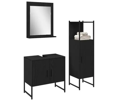 Vonios Baldų Rinkinys Su Durimis 3 Pcs Juoda 33 X 33 X 102.5 Cm Vonios Baldų Rinkinys Su Durimis 3 Pcs Juoda 33 X 33 X 102.5 Cm