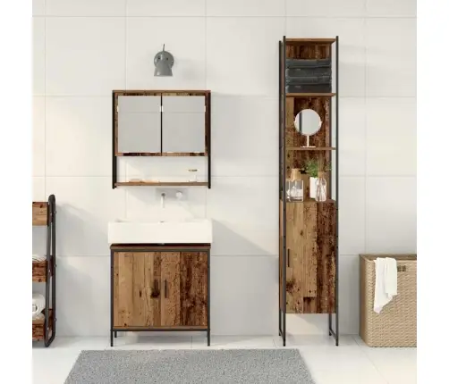 3 Daļu Vannas Istabas Mēbeļu Komplekts Vecs Koks Inženierkoks Vidaxl