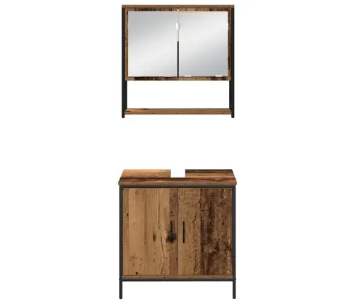 3 Daļu Vannas Istabas Mēbeļu Komplekts Vecs Koks Inženierkoks Vidaxl