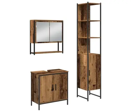 3 Daļu Vannas Istabas Mēbeļu Komplekts Vecs Koks Inženierkoks Vidaxl