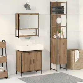 Vannas Istabas Mēbeļu Komplekts 3 Pcs Brūna 33 X 33 X 185.5 Cm Vidaxl