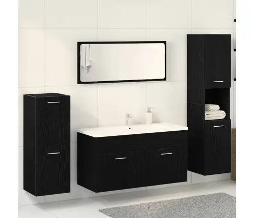 Vonios Baldų Komplektas 4 Pcs Juodas Ąžuolas 30 X 30 X 130 Cm