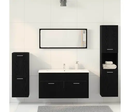 Vonios Baldų Komplektas 4 Pcs Juodas Ąžuolas 30 X 30 X 130 Cm