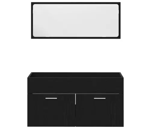 Vonios Baldų Komplektas 4 Pcs Juodas Ąžuolas 30 X 30 X 130 Cm