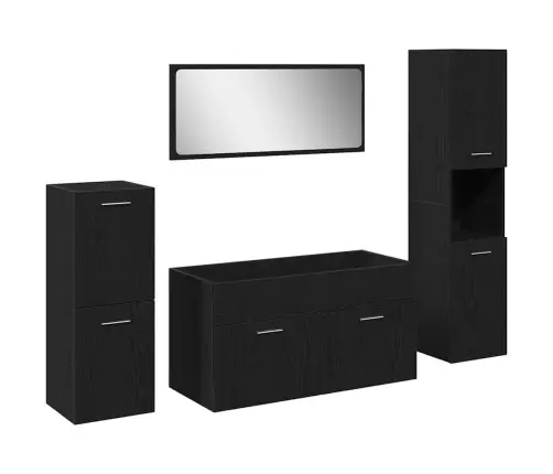 Vonios Baldų Komplektas 4 Pcs Juodas Ąžuolas 30 X 30 X 130 Cm