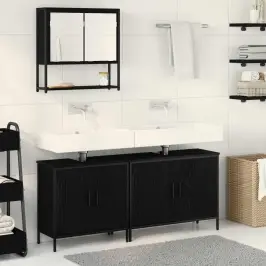 Vannas Istabas Mēbeļu Komplekts 3 Gab. Melna 80 X 30 X 60 Cm Vidaxl Vannas Istabas Mēbeļu Komplekts 3 Gab. Melna 80 X 30 X 60 Cm Vidaxl