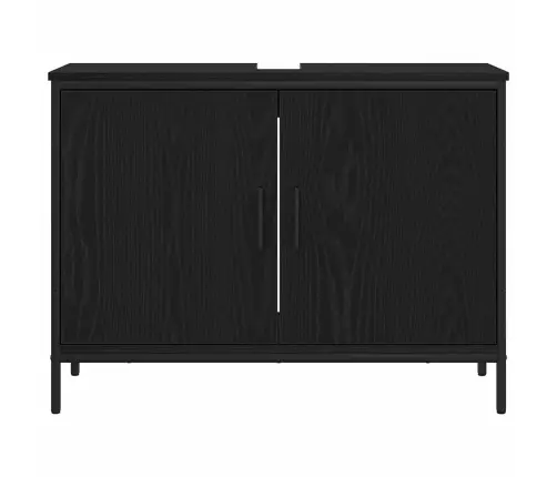 3 Daļu Vannasistabas Mēbeļu Komplekts Melnā Ozola Inženierijas Kokā Vidaxl