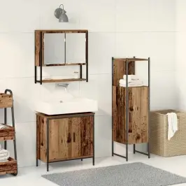 Vannas Istabas Mēbeļu Komplekts 3 Pcs Brūna 33 X 33 X 102.5 Cm Vidaxl