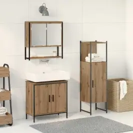 Vannitoa Mööbleset 3 Pcs Pruun 33 X 33 X 102.5 Cm Tehispuit