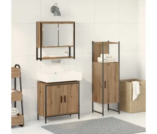 Vannitoa Mööbleset 3 Pcs Pruun 33 X 33 X 102.5 Cm Tehispuit
