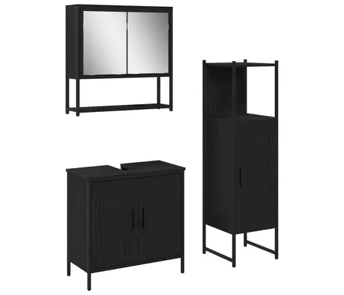 Vonios Baldų Rinkinys Su Durimis 3 Pcs Juoda 33 X 33 X 102.5 Cm Vonios Baldų Rinkinys Su Durimis 3 Pcs Juoda 33 X 33 X 102.5 Cm