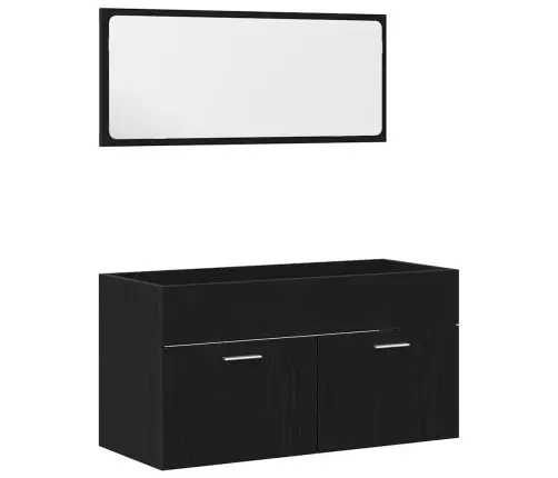 Vannasistabas Komplekts 4 Pcs Melns Ozolkoks 91 X 39.5 X 46 Cm Vidaxl