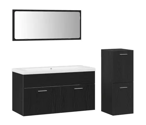 Vannasistabas Komplekts 4 Pcs Melns Ozolkoks 91 X 39.5 X 46 Cm Vidaxl