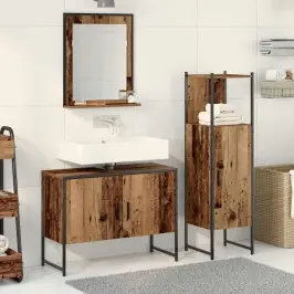 Vannas Istabas Mēbeļu Komplekts 3 Pcs Brūna 33 X 33 X 102.5 Cm Vidaxl