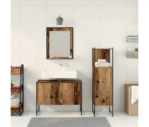 Vonios Baldų Rinkinys Su Saugykla 3 Pcs Ruda 33 X 33 X 102.5 Cm