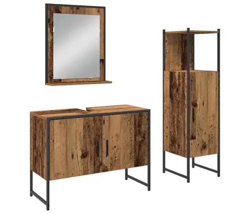 Vonios Baldų Rinkinys Su Saugykla 3 Pcs Ruda 33 X 33 X 102.5 Cm