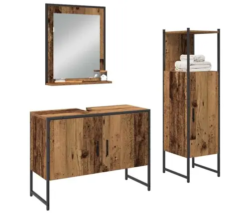 Vonios Baldų Rinkinys Su Saugykla 3 Pcs Ruda 33 X 33 X 102.5 Cm