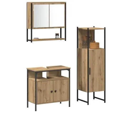 Vannitoa Mööbleset 3 Pcs Pruun 33 X 33 X 120.5 Cm Tehispuit