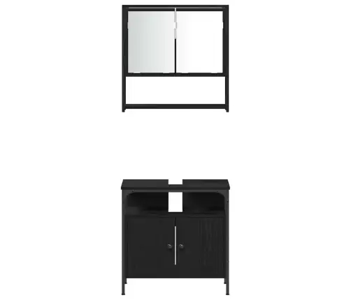 3 Gabalu Vannasistabas Mēbeļu Komplekts Melnā Ozolā Inženierijas Koks Vidaxl