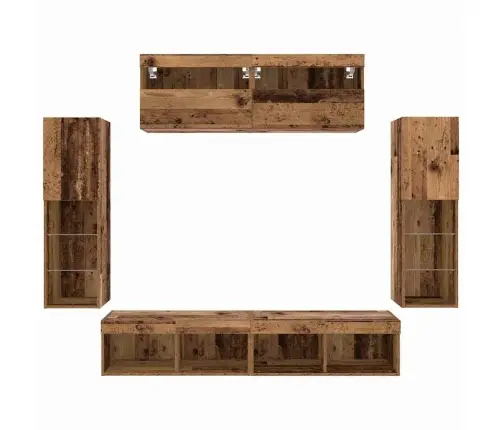 Tv Seinakapikomplekt 6 Pcs Vana Puit 30.5 X 30 X 102 Cm