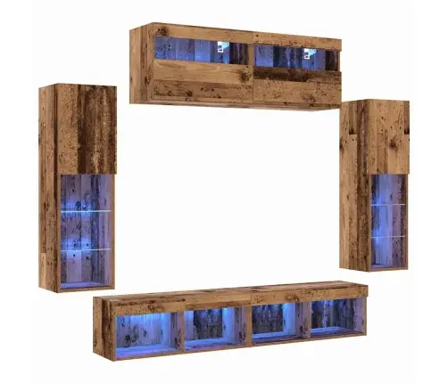 Tv Seinakapikomplekt 6 Pcs Vana Puit 30.5 X 30 X 102 Cm