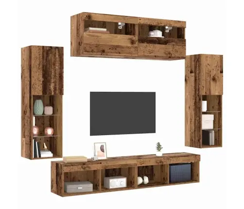 Tv Seinakapikomplekt 6 Pcs Vana Puit 30.5 X 30 X 102 Cm