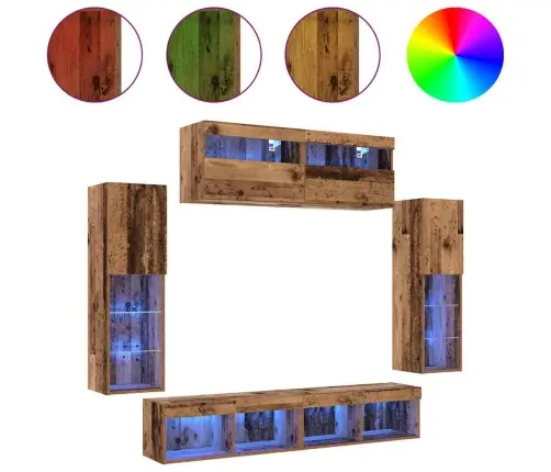 Tv Seinakapikomplekt 6 Pcs Vana Puit 30.5 X 30 X 102 Cm