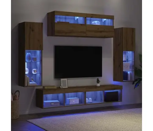 Tv Sieninio Kabineto Komplektas 6 Pcs Artisano Ąžuolo