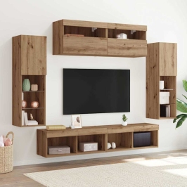 Tv Seinakapikomplekt 6 Pcs Käsitöötamm 30.5 X 30 X 102 Cm