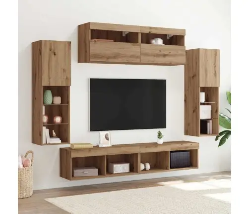 Tv Sieninio Kabineto Komplektas 6 Pcs Artisano Ąžuolo